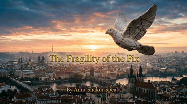floating above Prague city during sunset