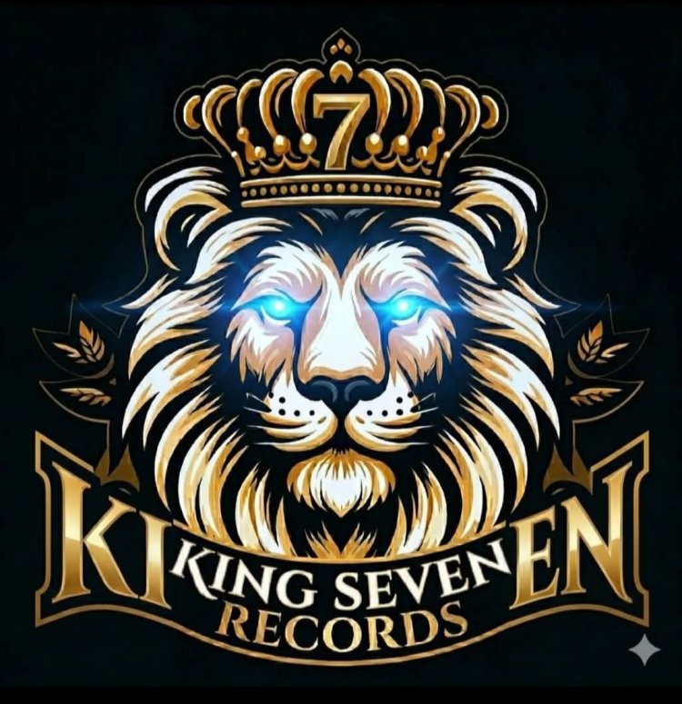 King Seven Records lion logo: gold crown with 7 above a lion head, KING SEVEN RECORDS banner